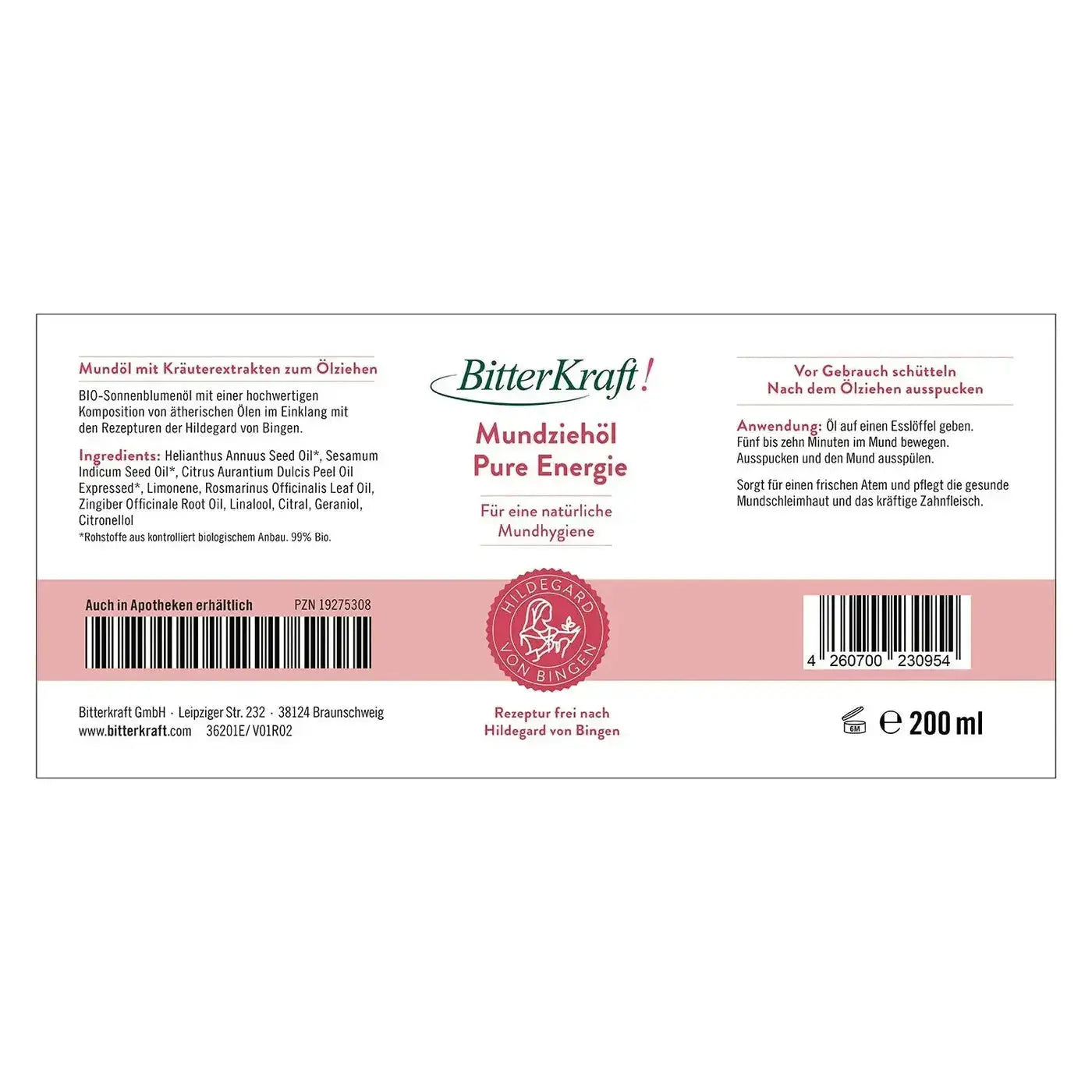 Mundziehöl Pure Energie 200ml Bitterkraft GmbH - Bitterkraft