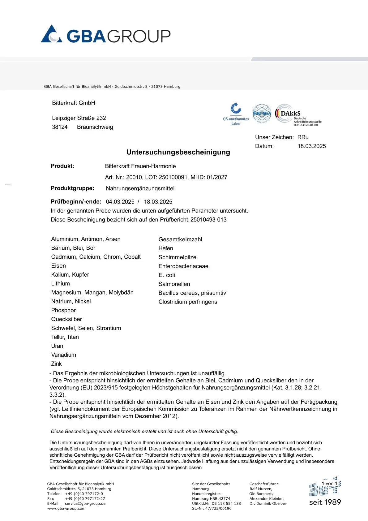 BitterKraft! Frauen Harmonie - Perioden-Komplex Bitterkraft GmbH - Bitterkraft