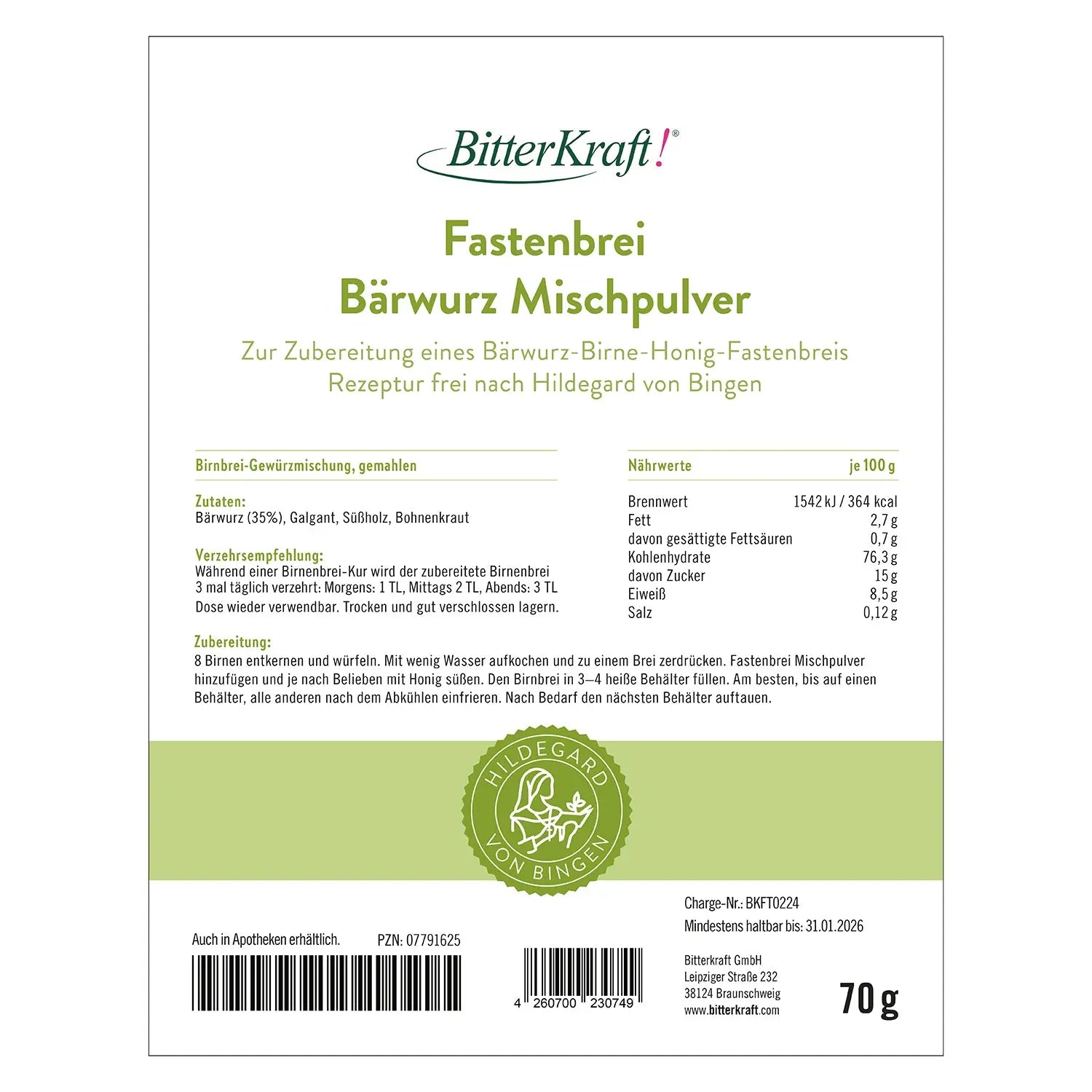 Bärwurz Birnenhonig Mischpulver Bitterkraft GmbH - Bitterkraft