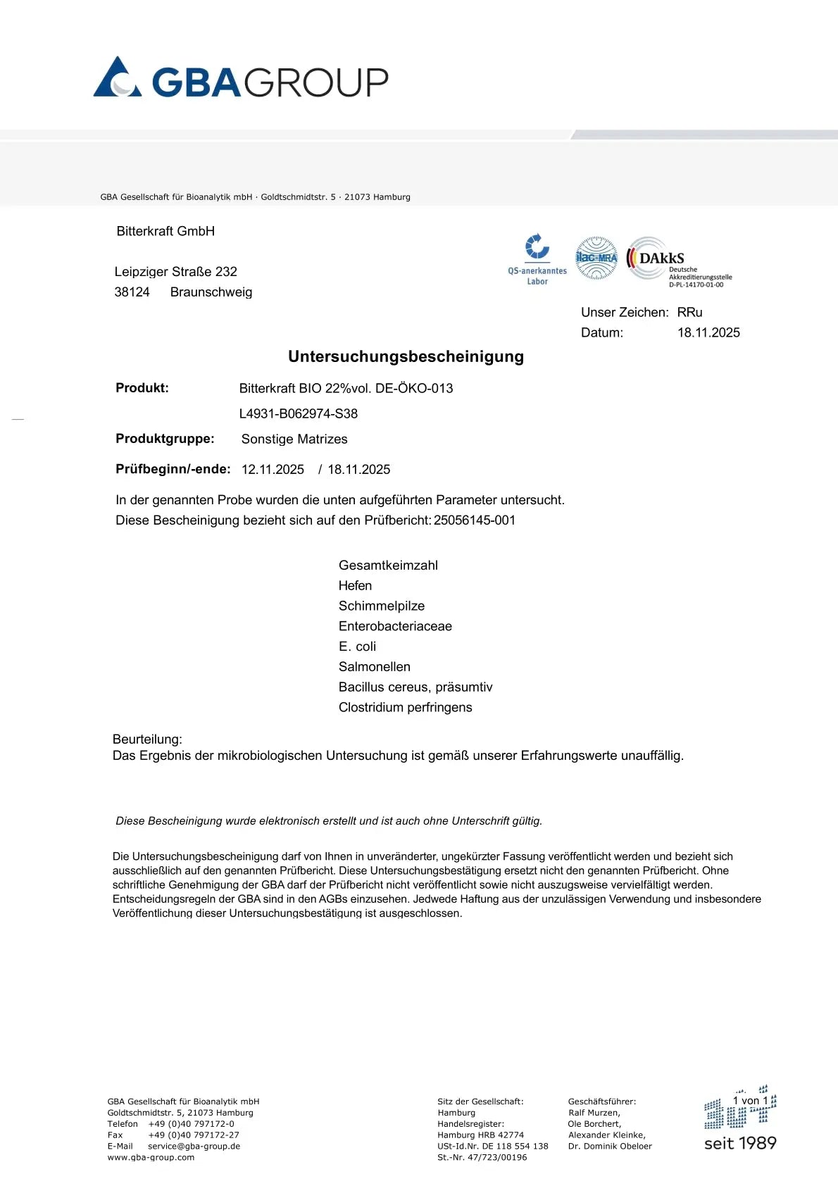 Bitterstoffe Probierflasche