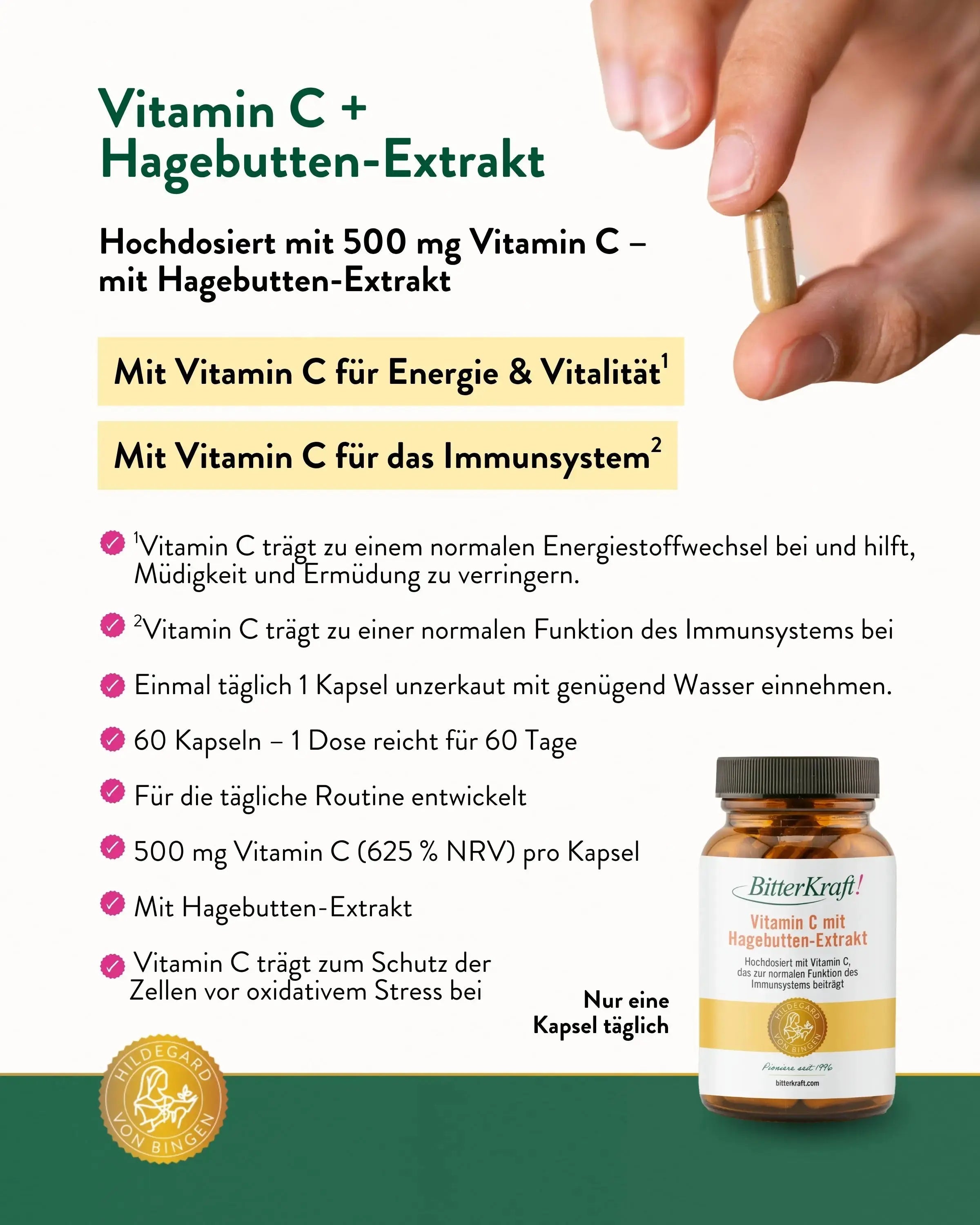 Bitterkraft ! Vitamine C avec extrait de cynorrhodon